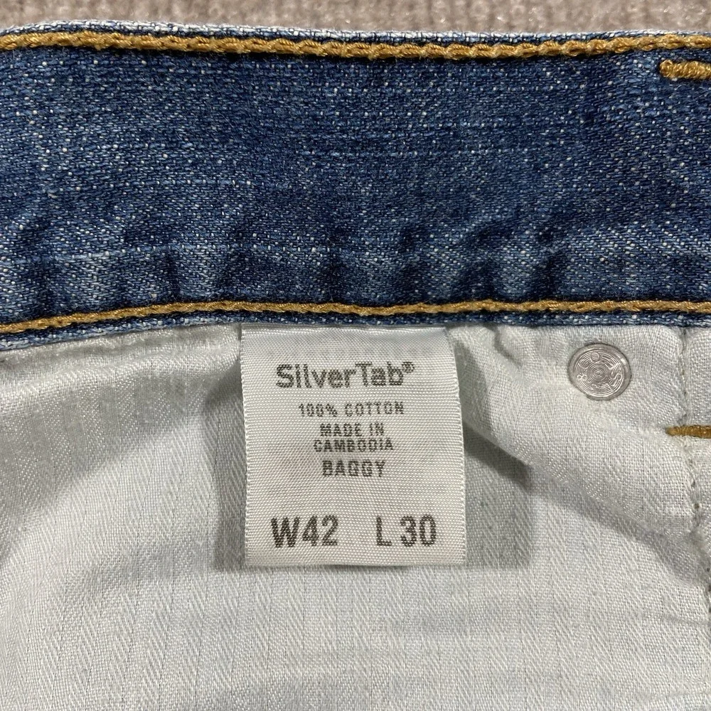Levis Silvertab Jeans Mens 41x30 Baggy Fit Dark Wash Blue Denim Faded Skater Y2K